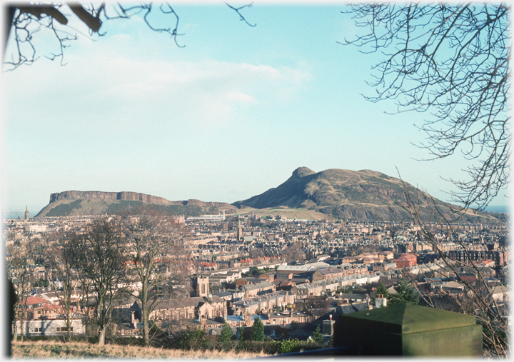 A view of Salisbury Crags and Artur's Seat from the southwest.