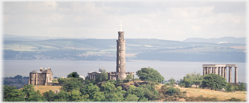 Observatory tower and buildings in panarama shot.