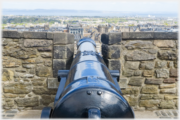 Looking down the barrel of a cannon over north Edinburgh.