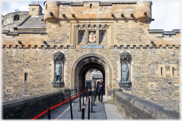 Bridge into small castle entrance.