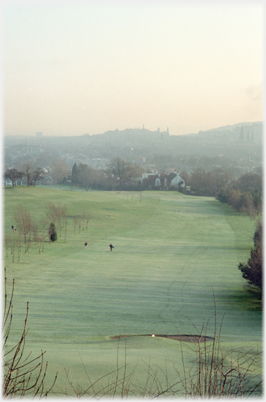 Golf course with Calton Hill.