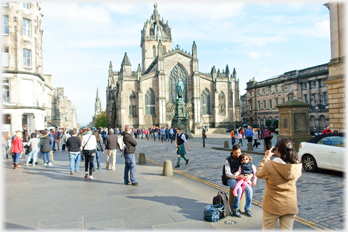 The square in front of St Giles Cathedral, only gently inhabited by tourists.