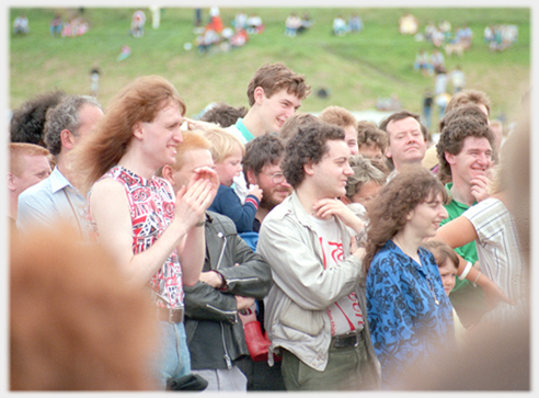 Audience looking to the right.