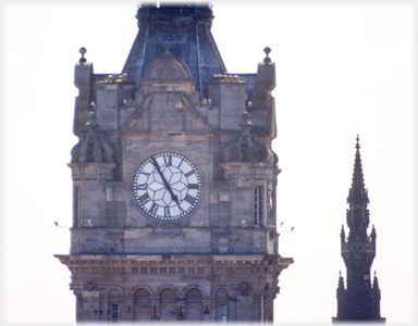 The face of the North British Hotel clock.