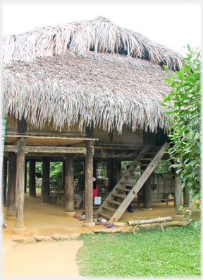 End roof formation of a Thai style thatched house.