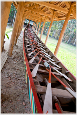 46 seater canoe under roof.