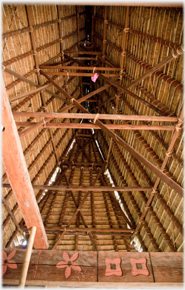Photo looking upwards inside the Ba Na house.