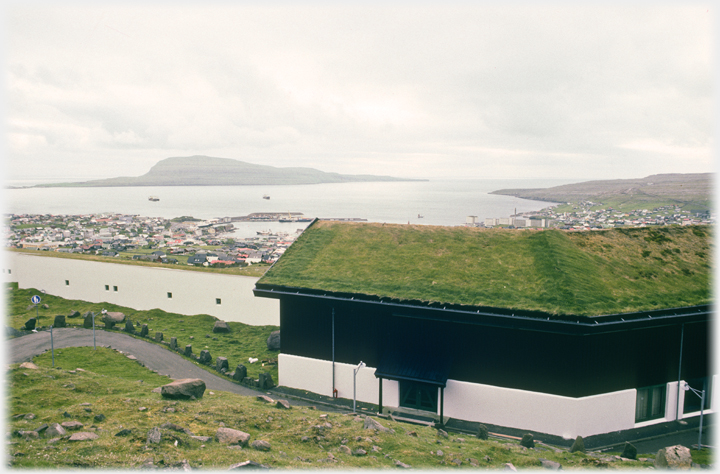 Hotel overlooking Torshavn Bay.