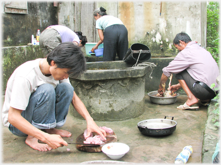 Outside kitchen.