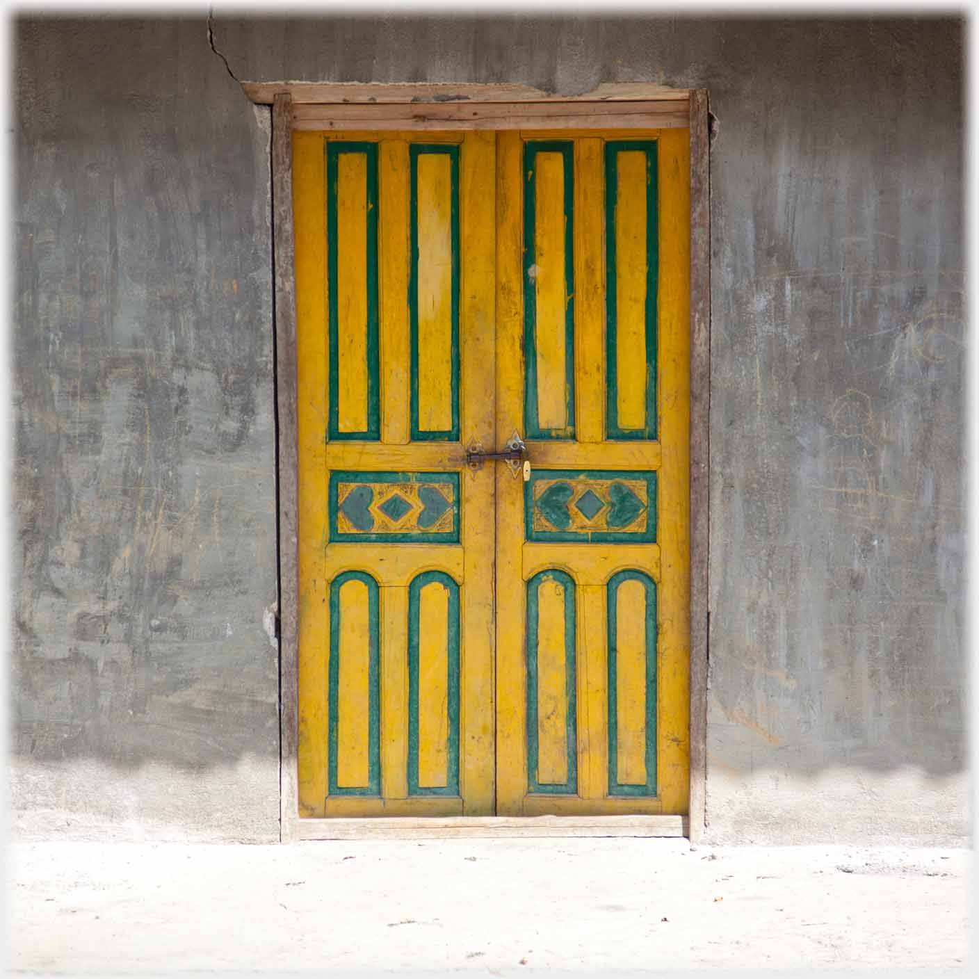 Double door with bolt and padlock.