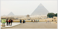 The Great Pyramid and sphinx, by Cairo.