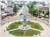 Roundabout with flowers.