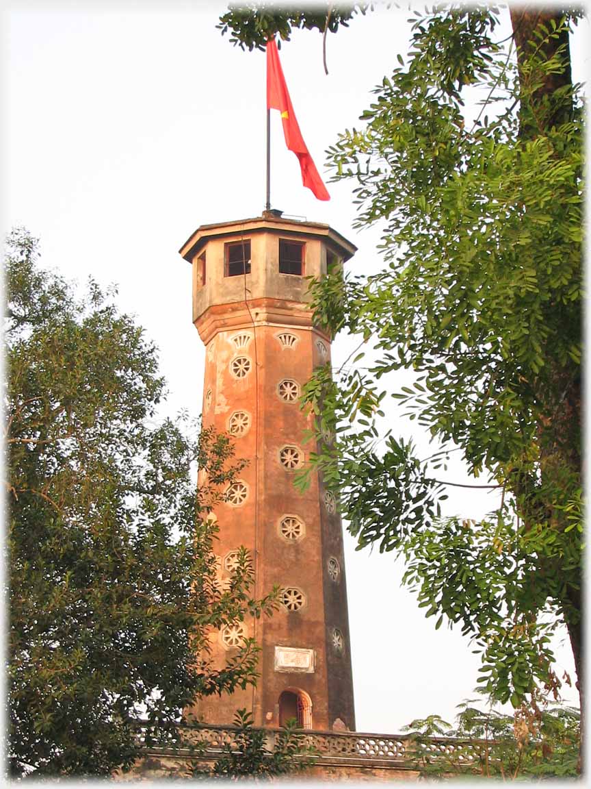 Tower with flag.