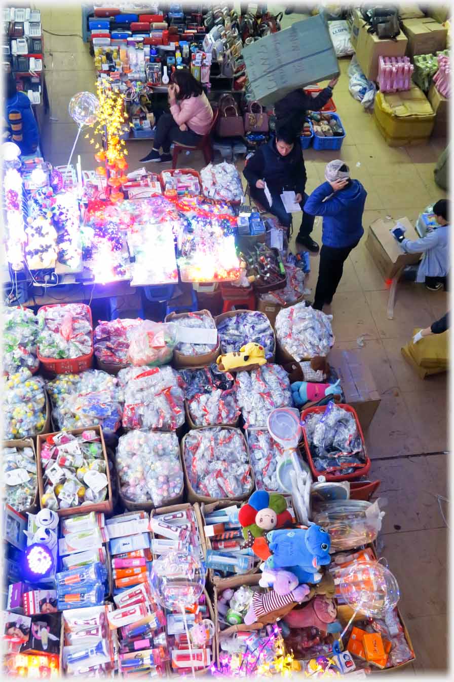 Looking down on an array of sweet bags.