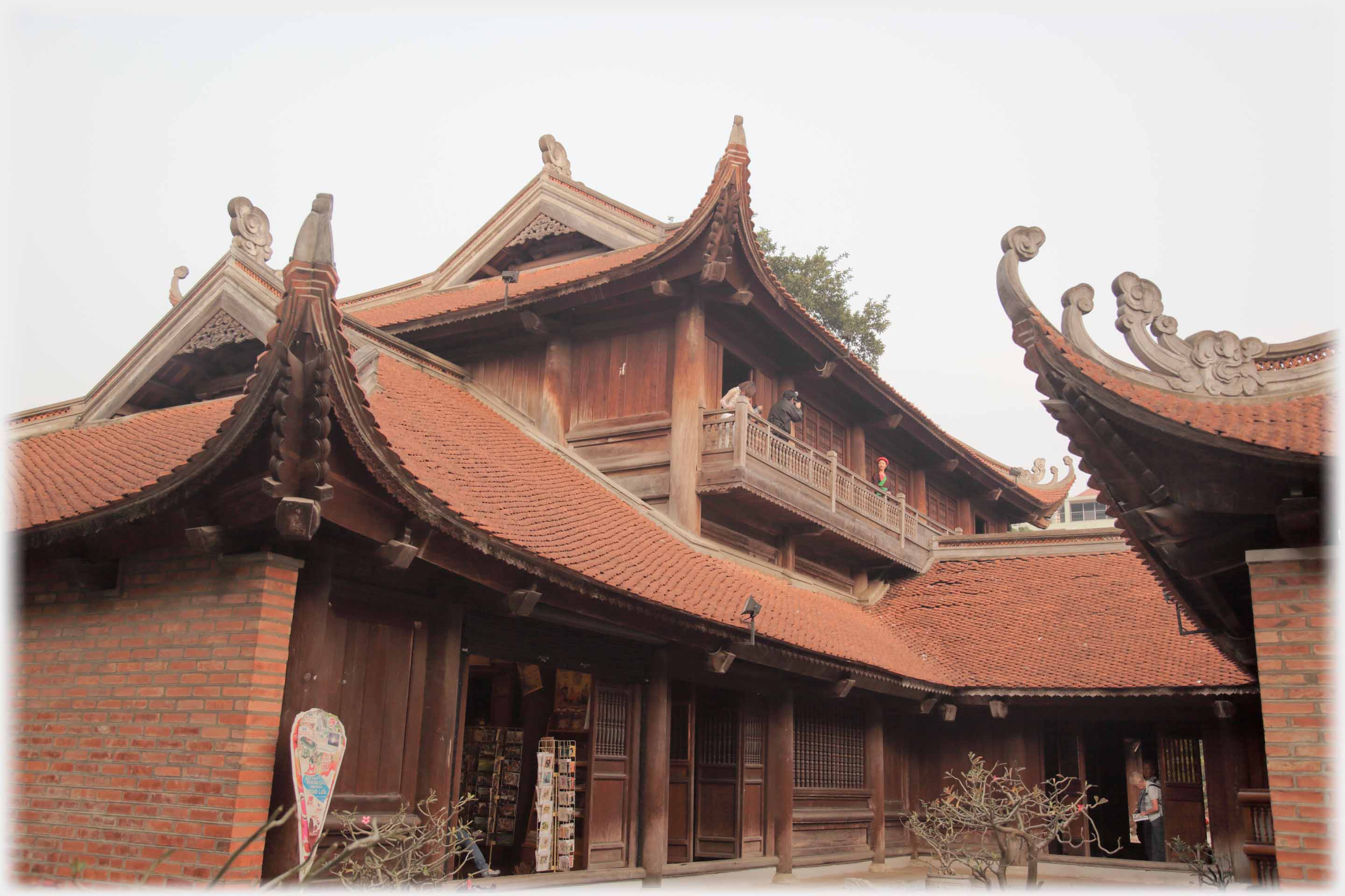 Eaves of buildings in group.