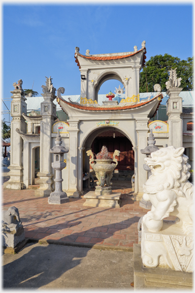 Covered archway and pillars.