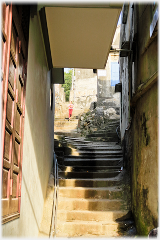 Side passage up hill steep steps.