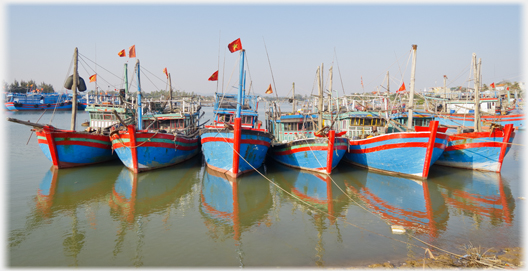 Bows of six boats.