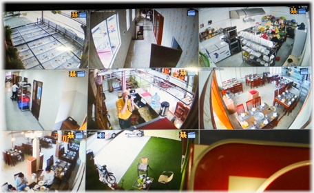Screen displaying security camera coverage.