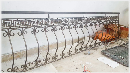 Balustrade waiting installation.