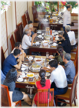 Tables and diners from above.