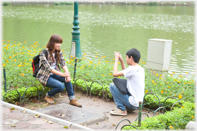 Young couple photograph