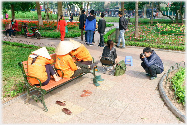 Photographing workers sleeping