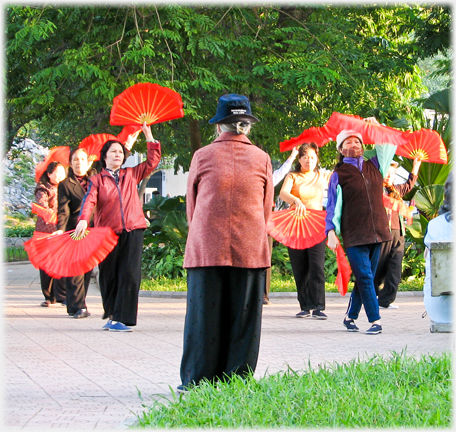 A fan dance underway.