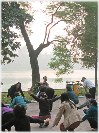 Women's group exercising.