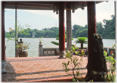 Pavilion and lake