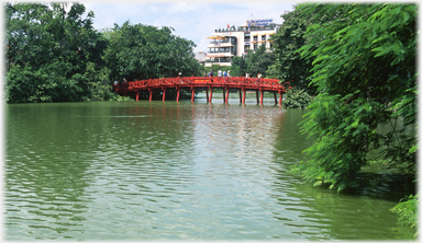 Thê Húc Bridge and Shark's Jaw Building