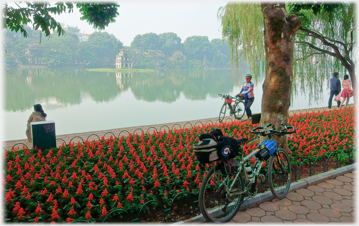 Cyclist by the Lake.