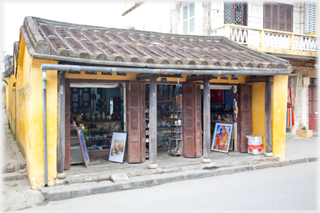 Three kiosk shops.