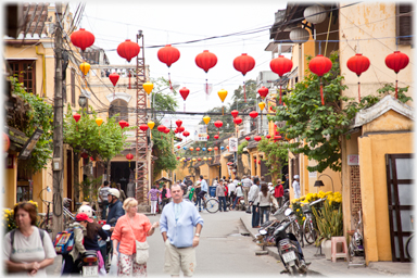 Street with lanterns.