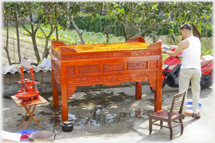 The altar being washed.