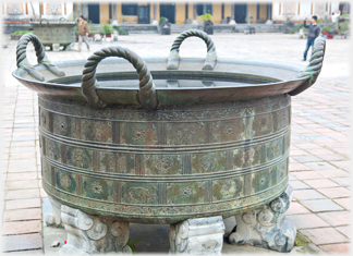 Bronze vessel in the Ta Vu Courtyard.