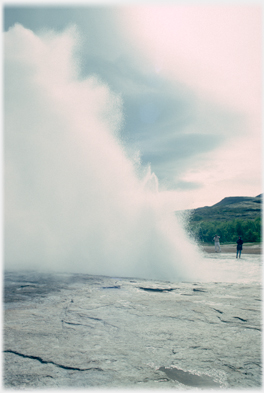 Wind catches the steam.