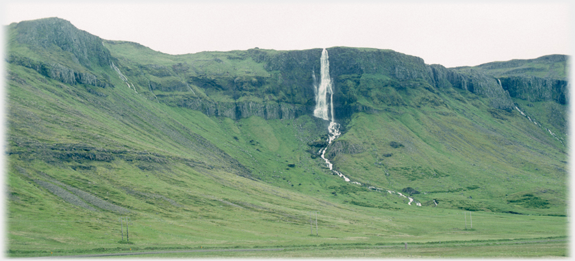 Waterfall pouring over a cliff.