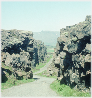 Rock walls forming a channel