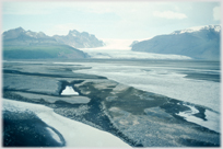 The Vatnajokull glacier entering the sea.