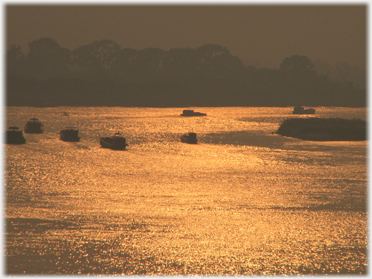 Sun set on the Red River.