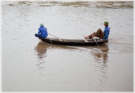 Foot rowing.