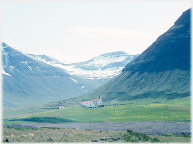 Church in valley.