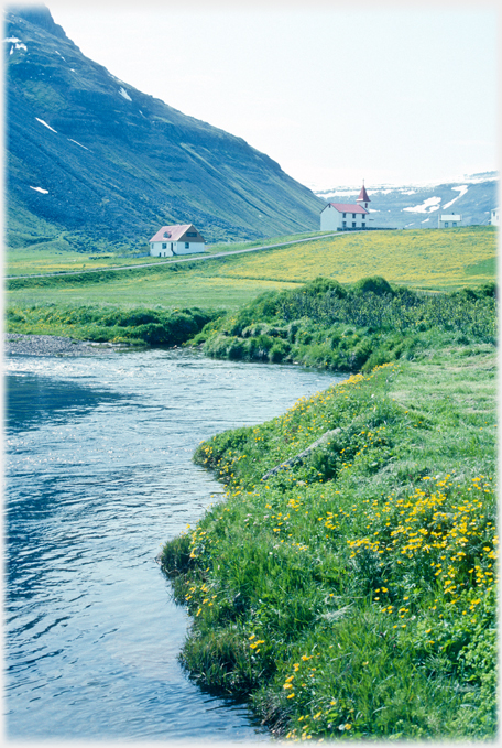 Stream and church.