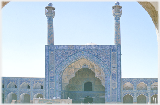 The minarets and main iwan of the Friday Mosque.