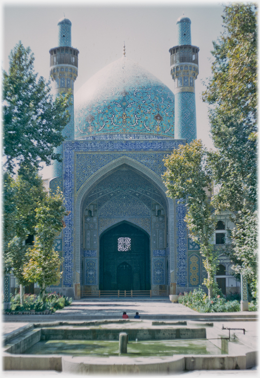 Madrasa Chahar Bagh Minarets and Pool.