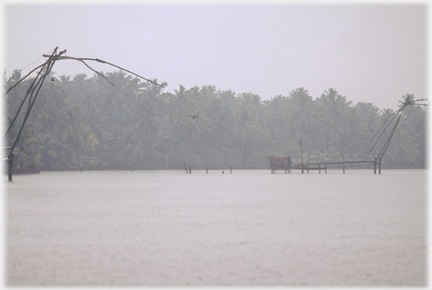 Net frame in the rain.