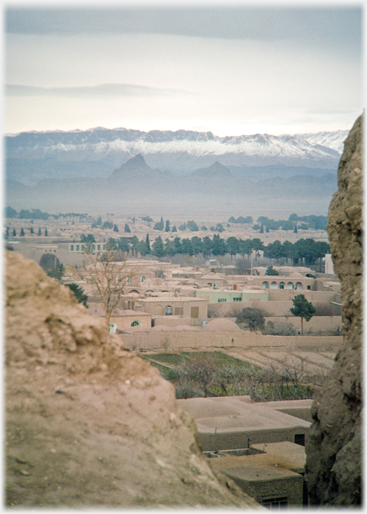 Kerman and mountains with snow.
