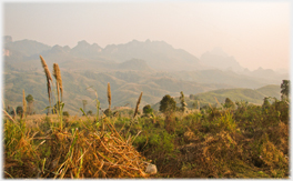 Sun burning righthand karst range.