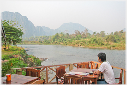 View from restaurant down the River Nam Khan.